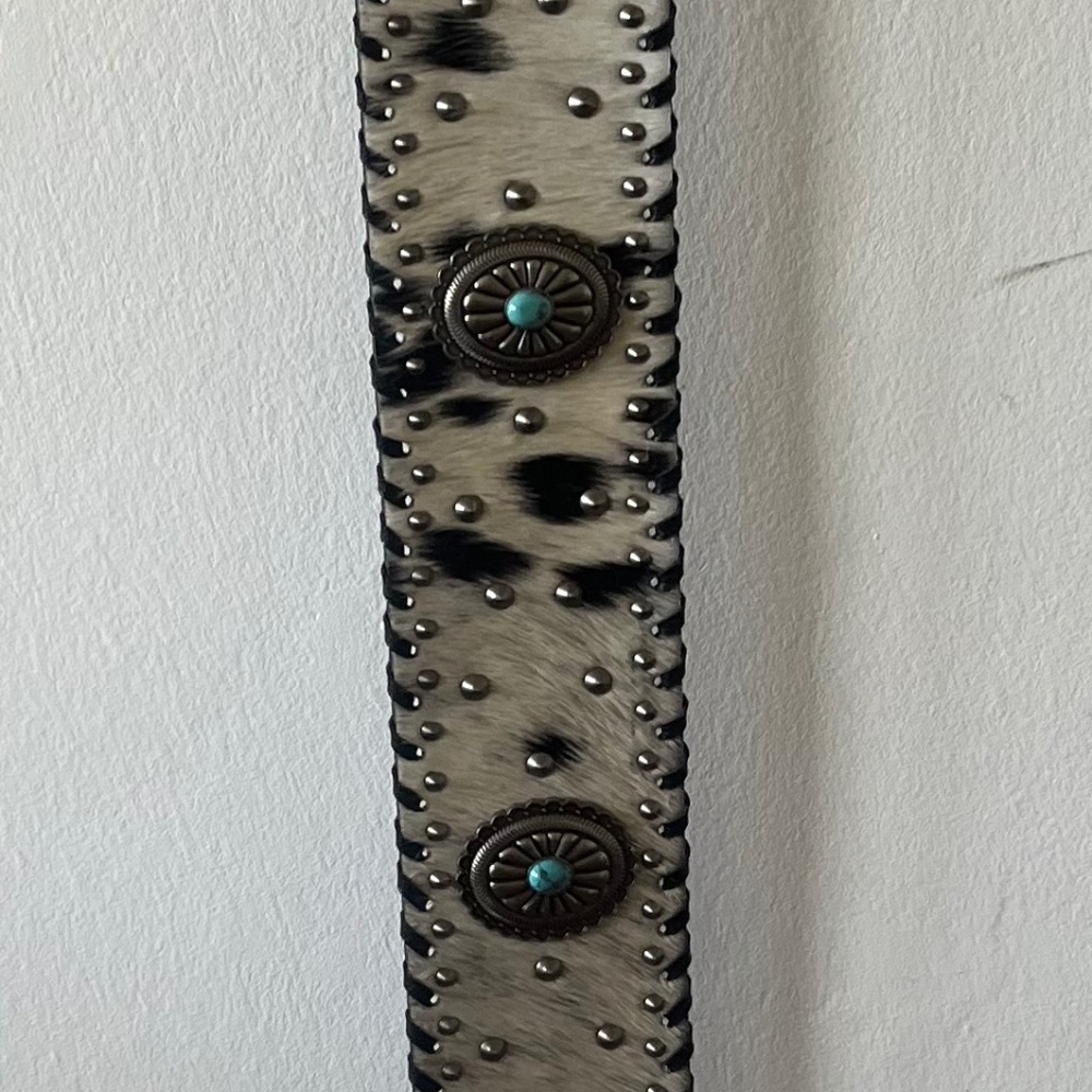 Cowhide Turquoise Western Belt